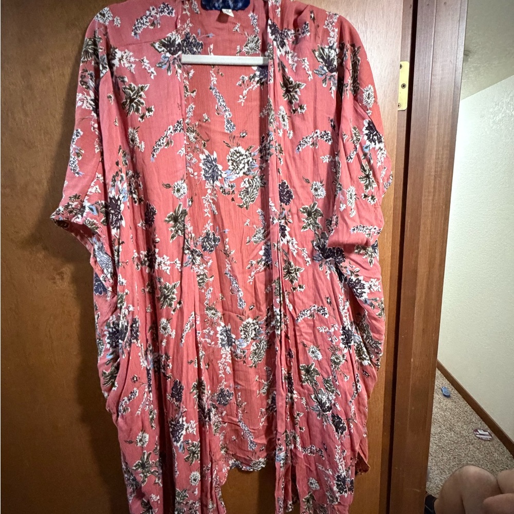 Blue Rain Coral Floral Cardigan